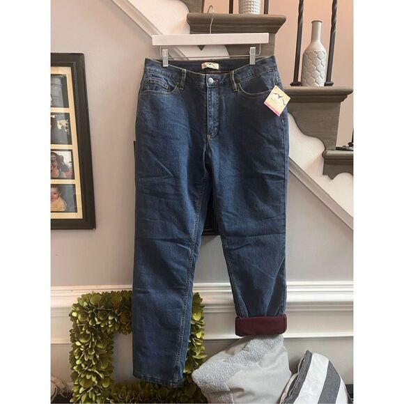 Blue Mountain Fleece Lined Straight Leg Jeans sz 10 NWT - Picture 1 of 8